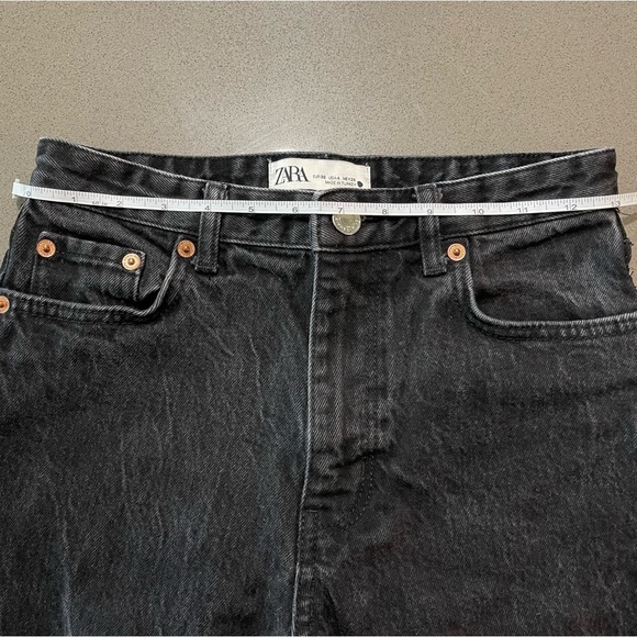 Zara Split Hem Slim Jeans High-Rise Full Length Straight Leg in black Size 4 - Picture 9 of 9